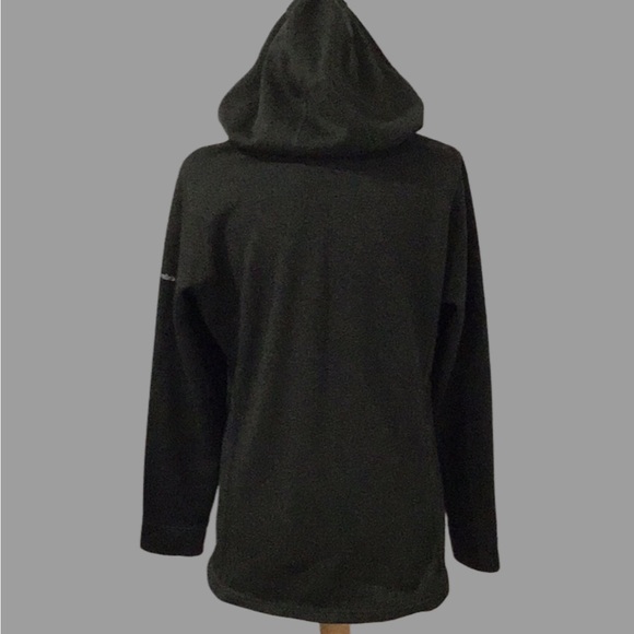 COLUMBIA Dark Green & Black Heather Pullover Hoodie Sweater 4 Large Buttons, L - Picture 3 of 12